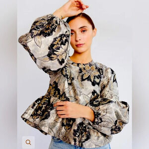 Mille - Ophelia Top in Black Brocade